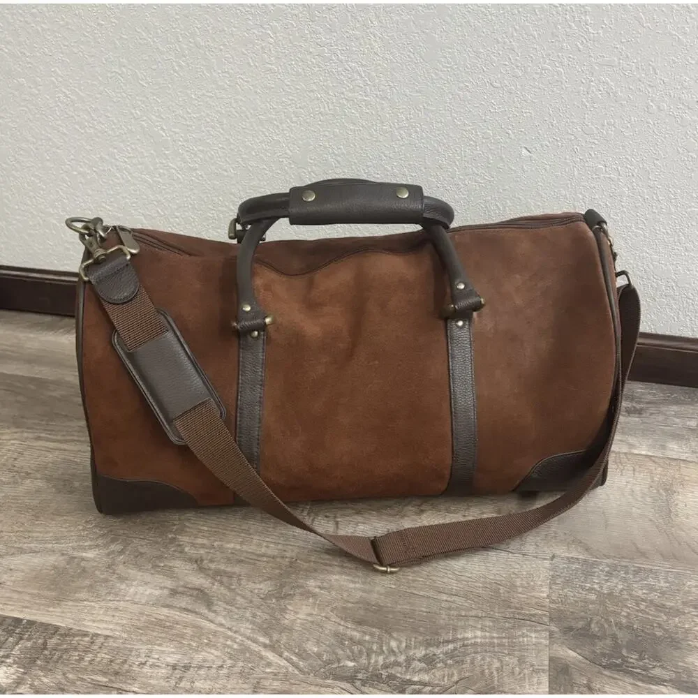 Vintage Marlboro 2003 Guts Grit Gear Brown Suede Leather Duffle Travel Bag RARE